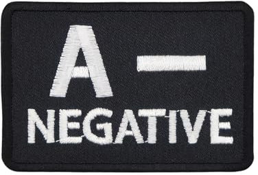 Blutgruppe A - Negative Aufnäher zum aufbügeln oder aufnähen Bügelbild Aufbügler für Kleidung gestickter Bügelpatch Applikation Biker Patch Größe 7,4 x 5,1 cm