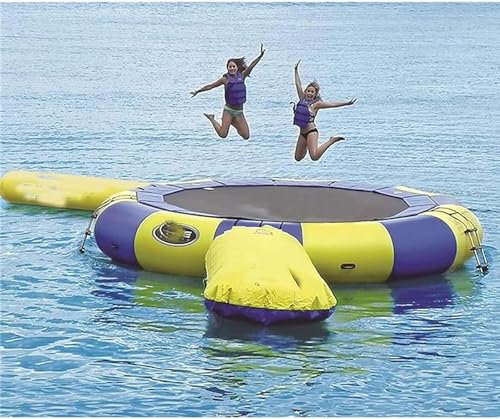 MBCEYLSTUB Seewassertrampolin, Wassertrampolin Mit Rutsche, Aufblasbare Wassertrampolin-Schwimmplattform, Geeignet Für Wassersport-Sicherheits-Jump-Bouncer-Wasserpark,10Ft/3M