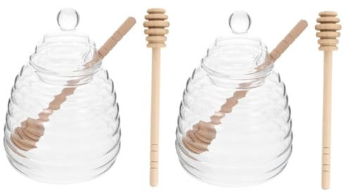 Avec couverture de réservoir de verre, réservoir d 2 ensembles de pots de miel en verre, plateaux de salle de bains, récipients en verre avec couvercles, support de stockage de miel, récipient avec co