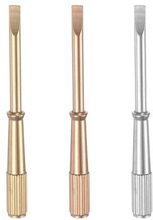 sourcing map 3pcs Mini Bracelet Screwdriver 2.8mm Titanium Steel Slotted Screw Driver with 5mm Width Non-Slip Handle for Bracelet Repair Screwdriver Tools