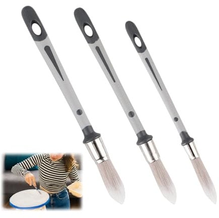 3 PCS Paint Brushes for Walls, 0.45/0.6/0.75 inch Small Pointed Synthetic Sash Paint Brushes Set Round Edger Paint Brush, Trim Painting Touch Up Trim Stain Tools for Corners Baseboards Narrow Areas