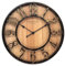 K&L Wall Art große Vintage Wanduhr industrielle Landhaus Wanduhren Holz-Metalloptik ohne Tickgeräusch lautlose Uhr (Farmhouse Brown, Ø 50cm)