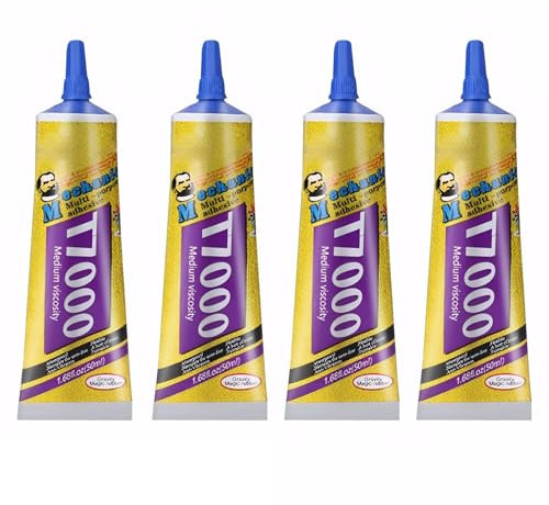 T7000 Super Glue, 4Pcs Black Multi-Function Adhesive Strong Repair Glue for Phone Tyre Fabric Shoe DIY Crafts