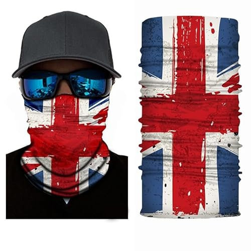 Neck Tube Bandana Scarf Face Mask Balaclava Snood Accessories - Winter Snow Hiking Warm Biking Windproof Multi Use - One Size (UK Flag)