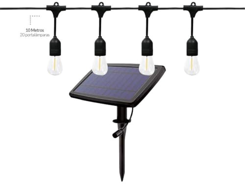 WatioWave Kit 10 m Solar-Girlande mit 20 Lampenfassungen IP44 HELEM