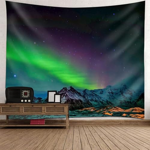 Daesar Tapestry Wall Hanging 150x130, Wandbehang Wandteppich Natur Polarlichter und Berge Wandteppich Polyester Outdoor Kinderzimmer