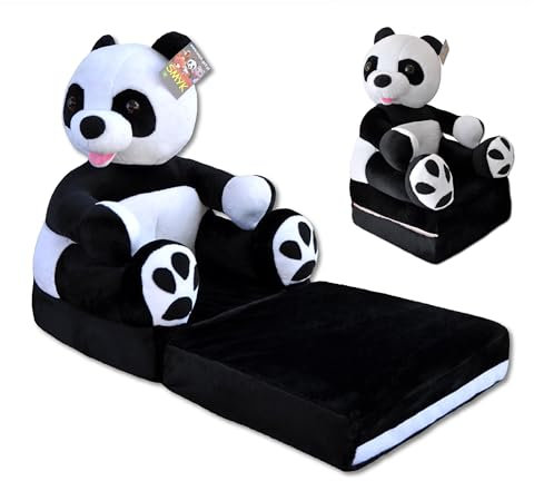 nana shop Kindersessel, Mini-Sessel, Kinderstuhl, Kindersofa Aufklappen 2 in 1, Kuschelsessel, Ausklappbar Kinder Sofa für Kinderzimmer (Panda)