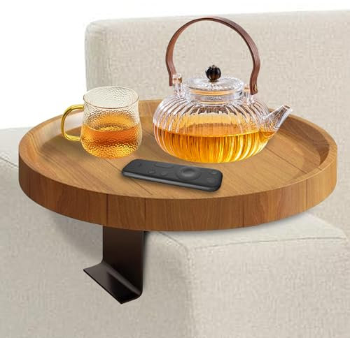 Sofatablett Armlehne, Sofa Tablett, Sofatablett rutschfest, Sofa Tisch, Spezielles Design Praktischer Metallhalterung, Einstellbarer, für Snacks, Handy, Steuerung, Tassen