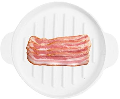 Microwave Bacon Crisper with Lid, Bacon Cooker for Microwave Oven, Microwave Bacon & Meat Heating Plate Rack - Microwave Bacon Maker, Quick and with No Messy, Dishwasher Safe