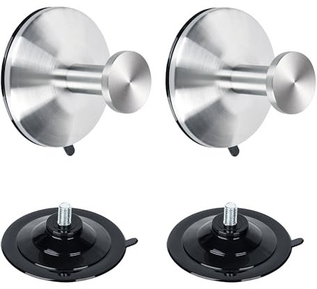 SAYAYO Crochet Ventouse Patère Salle de Bain, Réutilisable Porte Serviette Ventouse sans Percage en 304 Acier Inoxydable, Patère Murale Multifonction, Brossé, 2 Pcs