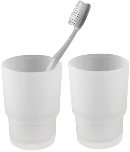 Mouthwash Cups 2Pcs Frosted 220ml Glass Mouth Wash Cups Minimalist Multi-Purpose Bathroom Tumbler Cup for Mouth Washing, Toothbrush & Toothpaste Storage