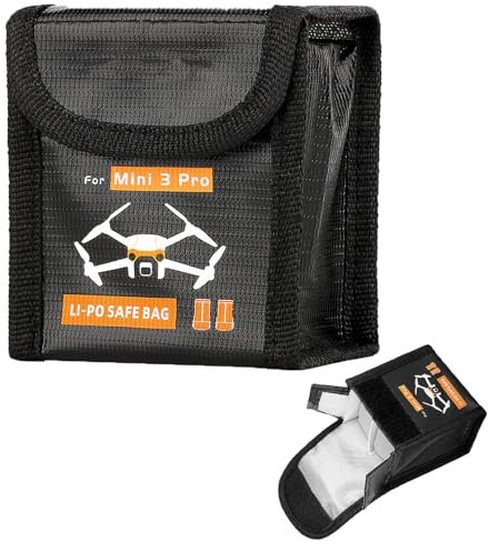 CERFFOOL Lipo Akku Safe Tasche für DJI Mini 4 Pro/4K/3 Pro/3, feuerfest, explosionsgeschützt, Aufbewahrungsbox, sicheres Laden, Aufbewahrungstasche, Zubehör für Drohne (für 2 Batterien)