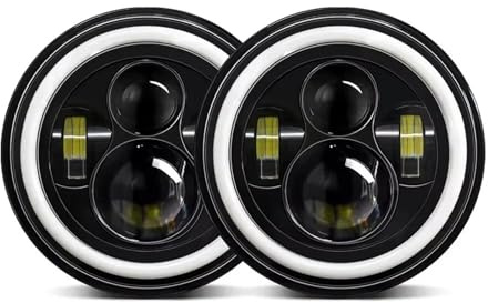 Tfkkaw Projecteur Principal auto Phare voiture Led universel DRL H4, 7 pouces, pour Nissan, pour Patrol Y60, pour Safari Feux avant(1piece)