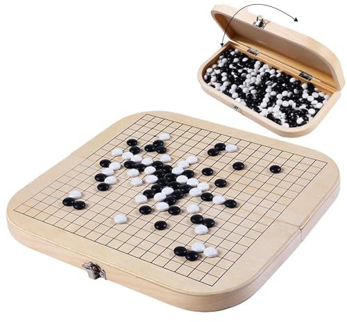 GO Game Board Set – konvexer Kunststoff einzigartig | einzigartige Konvexe Melaminsteine | Gravierte Zentimeter graviert, innovativ, Koreanisches gehärtetes, gelber Schaft aus Bambus für das