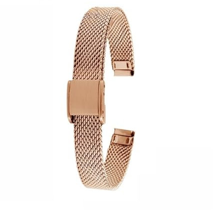 SFIWFOGD 9 mm feines Stahl-Uhrenarmband, kompatibel mit Tissot Le'ai Serie T058.109, kleines quadratisches Zifferblatt, Stahlgürtel, kleines süßes Damen-Armband(Rose Gold)