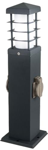 V-TAC LED Außenleuchte Stehlampe Standleuchte Garten Edelstahl Steckdosen Sockelleuchte Außen anthrazit, Edelstahl Kunststoff, IP44, 11W 1055lm warmweiß, LxBxH 12,4x12,4x45 cm