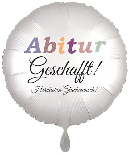 Abitur Geschafft! - Herzlichen Glückwunsch. Folienballon Rund, 45cm ohne Helium.
