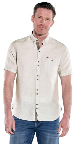 engbers Herren Kurzarm-Hemd mit Leinenanteil, Beige