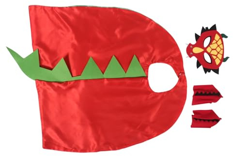 WEKAMOS Dinosaur Cape with Tail and Mask for Breathable Lightweight Costume Cloak for Boys Dress Up Creative Role Play Accessory for Halloween Party and Cosplay
