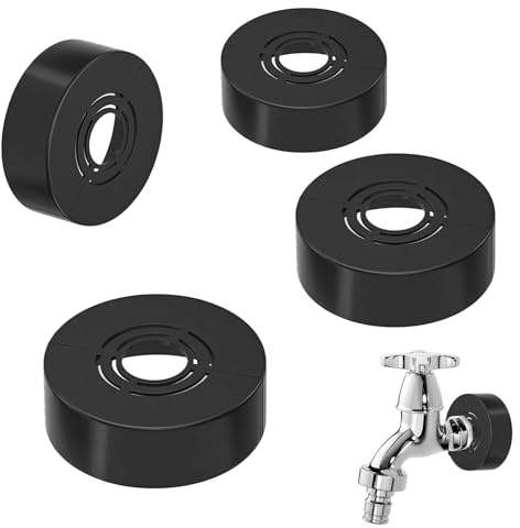 Raheem 4 Stücke Rosetten für Duscharmaturen Duschrosette Abdeckung Abnehmbar Armaturen Abdeckung 3 Größen in 1 Durchmesser 20,5MM / 25,5MM / 32,5MM für Wasserhähne, Heizungsrohre (Schwarz, 60 x 20mm)