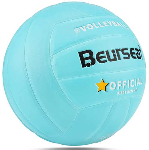 Beurseaf Volleyball Beachvolleyball Größe 5 - Für den Outdoor & Indoor Bereich (Hellblau)