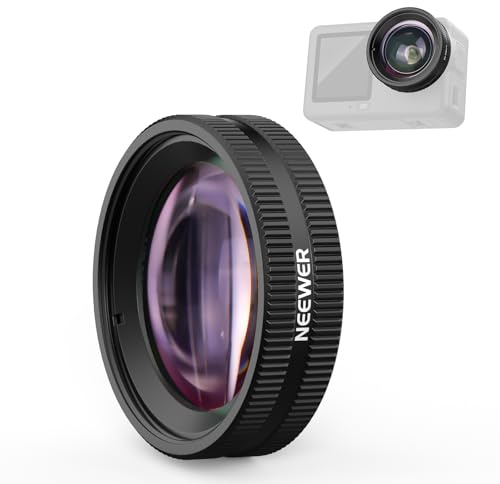 NEEWER Makroobjektiv kompatibel mit DJI Osmo Action 6 nur, Zubehör für Action Kameras zur Nahaufnahmetechnik mit 2XVergrößerung, 2 Elemente, 1 Gruppe, Fokusbereich 2–3cm, LS010