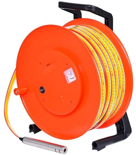 Deep Well Water Level Meter with Fixed Probe and Steel Tape for Measuring Groundwater Levels in Wells, Boreholes, Reservoirs, and Pipes