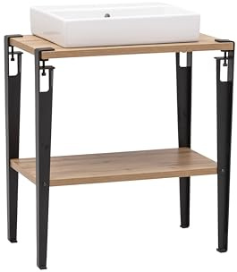 Schildmeyer Waschtisch Tonder 702076, schwarz matt/Eiche Landhaus Dekor, 71 x 45 x 86,1 cm