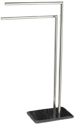 axentia Handtuchständer Galant, Handtuchhalter chrom, Handtuchstangen mit 2 Armen und schwerer Marmor-Bodenplatte, freistehender Badetuchhalter ohne Bohren, 82 cm hoch