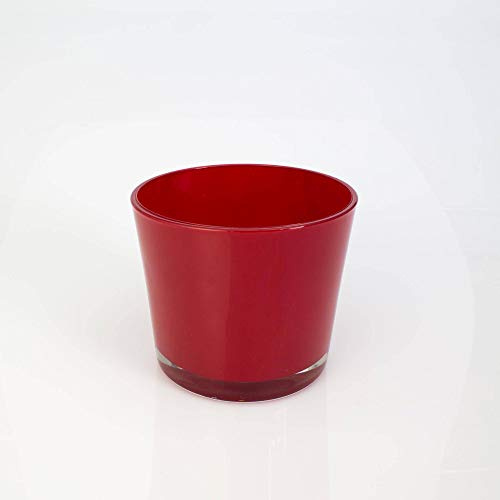 INNA-Glas Blumentopf - Windlicht Alena, rot, 12,5cm, Ø 14,5cm | Konisches Glas - Pflanzgefäß