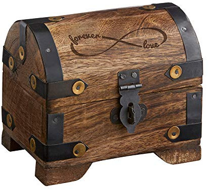 Casa Vivente Schatztruhe mit Gravur – Forever Love – Schmuckkästchen aus dunklem Holz – Aufbewahrungsbox – Geschenkidee zum Valentinstag – Geschenke für Paare zur Hochzeit