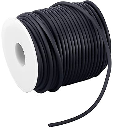 NBEADS 1 Rollo 30 M Rollo Sólido Cuerda de Goma Plástica para Manualidades, 2 Mm, Bobina de Plástico: 78 mm de Alto, 68 mm de Ancho, Caucho, Negro, 3.0 Mm