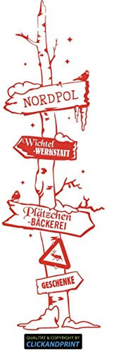 CLICKANDPRINT Aufkleber » Wegweiser Weihnachten, 310x96,5cm, Hellrot • Wandtattoo/Wandaufkleber/Wandsticker/Wanddeko/Vinyl