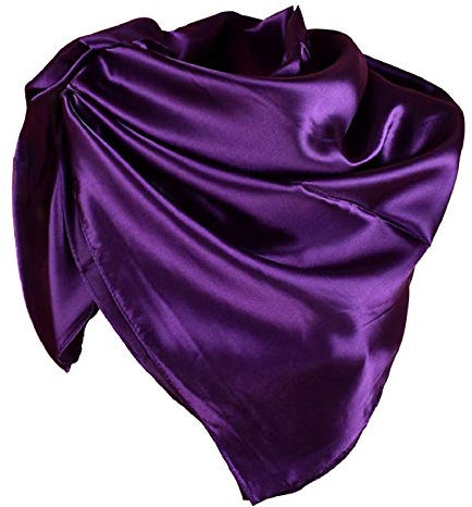YOFASEN Hijab Kopftuch für Damen - 1 Stück Einfarbig Satin Muslimische Islamische Kopfbedeckung Frauen Gesichtsschleier Schal Turban 90x90 cm, Dunkellila
