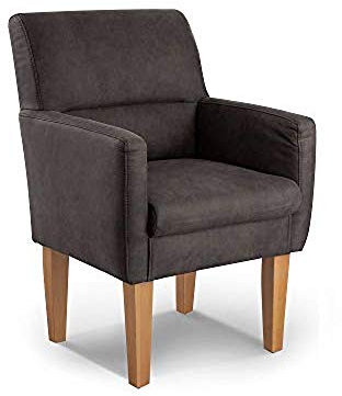 CAVADORE Diningsessel Kira / Polstersessel für Küche, Esszimmer oder Wohnküche in Lederoptik / Passend zur Küchengarnitur Kira / 66 x 96 x 71 / Hochwertiges Mikrofaser: Grau