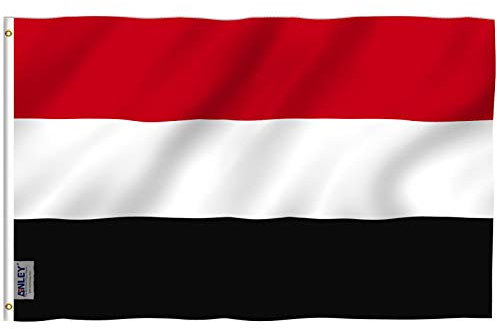 ANLEY Fly Breeze 3x5 pies Bandera de Yemen - Color vivo y resistente a la decoloración UV - Encabezado de lienzo y doble costura - Banderas de la República de Yemen Poliéster con arandelas