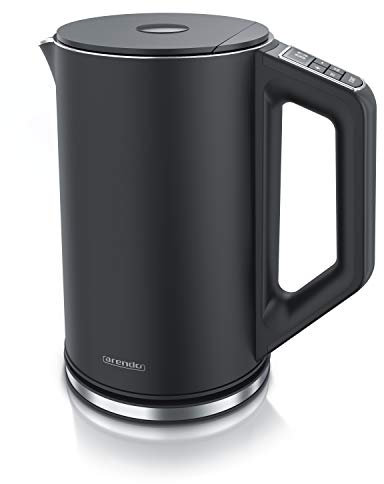 Arendo – Hervidor de Agua Eléctrico - Acero Inoxidable - con Ajuste de Temperatura de 40°C a 100°C - 1,5 litros - 2200 W - Modelo Elegant - Diseño de Doble Pared - Libre de BPA - Negro