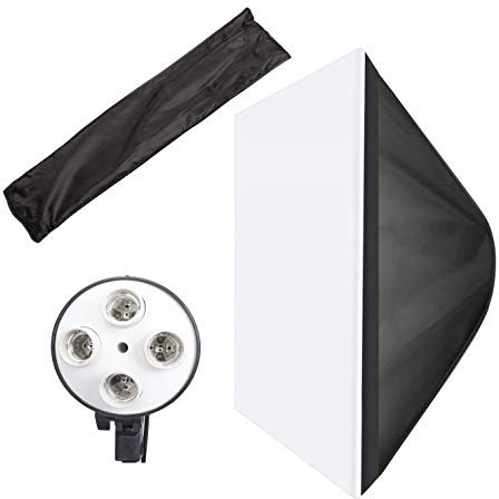 Studio Video Softbox with 4-in-1 Bulb Holder E27 Socket Wired Diffuser Light Multi-Function Portable Softbox for YouTube & Product Photography