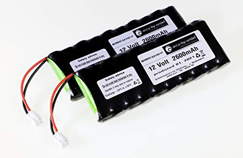 2X Ersatz - Akku geeignet für Rollladensteuerung NiMH Varta AA 12,0 V / 2600mAh - für Dachfenster, Rollladen, ROTO ZEL 12V/2,1 Ah WDT-S RT2 SF G2/G3/G4 Roto Akku. Mit ca. 20% mehr Leistung!
