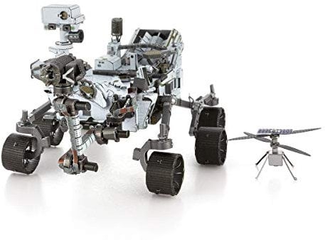 Fascinations MMS465 Metal Earth Mars Rover Perseverance & Ingenuity Helicopter, lasergeschnittener 3D-Konstruktionsbausatz, 3D Metall Puzzle DIY Modellbausatz 4.5 Metallplatinen, ab 14 Jahren