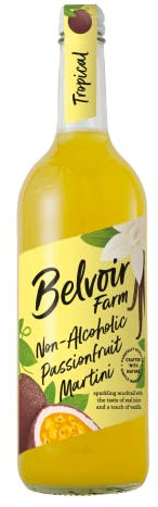 Belvoir Farm Non-Alcoholic Passionfruit Martini - Real Tropical Fruit Juices | Madagascan Vanilla | 100% Natural Ingredients | Suitable for Vegetarians & Vegans - 6 x 750ml Bottles