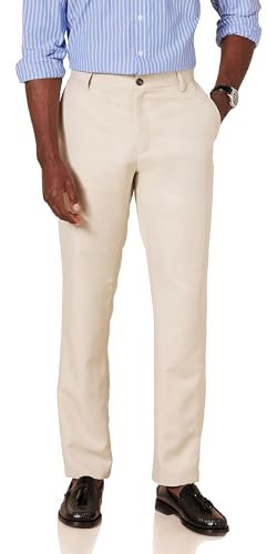 Amazon Essentials Men's Slim-Fit Flat-Front Dress Pant, Stone, 34W x 33L