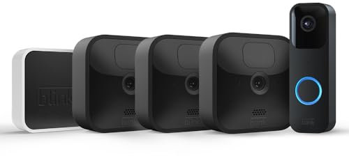Blink Outdoor with two-year battery life | 3-Camera System (Black) + Blink Video Doorbell (Black) | HD Smart Security camera, motion detection, Alexa enabled