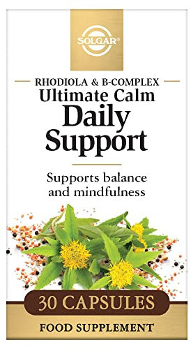 Solgar | Ultimate Calma Diaria | Relajación Y Bienestar Mental | Con Rhodiola Y B-complex | 30 Cápsulas Vegetales, Dorado