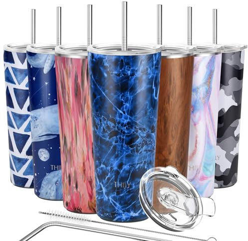 Tumbler Kaffeetasse aus Edelstahl – THILY 780 ml dreifach isolierter Weithals-Reisebecher mit spritzwassergeschütztem Deckel, für Eisgetränke und Heißgetränke-Smoothies, Abysmal Sea