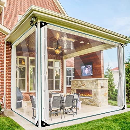 KUZRZNH Transparente Plane -200x400CM Abdeckplane Wasserdicht aus 420g/m² PVC Material, Mit öSen, Verstärkte Ecken, 0.35mm Wetterfeste Abdeckplane für Gartenmöbel, Grill, Pflanzendach, Regenschutz