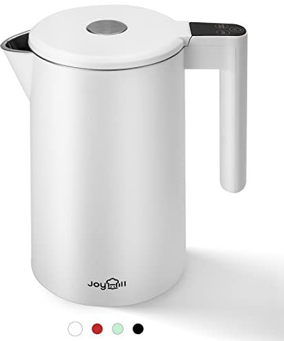 JOYHILL Edelstahl Wasserkocher mit Temperatureinstellung, 2200W Doppelwand, leise 1.7L Teekocher mit STRIX Thermostat and Boil-Dry, 12 Stunden Warmhaltefunktion, weiß