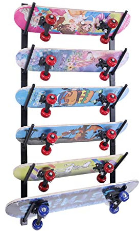 Lhysn Skateboard-Wandhalterung, Skateboard-Wandhalterung, Snowboard-Wandhalterung, Skihalterung, sechs Etagen, Deck, Wand, Longboard-Rack, Aufbewahrung