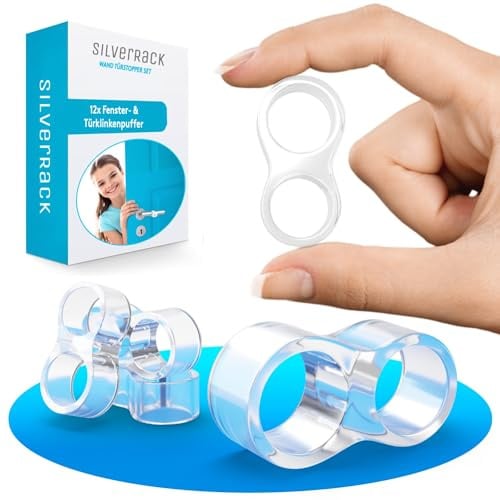 SilverRack Türstopper Wand selbstklebend Türklinkenpuffer Wandpuffer | Schutz für Wand & Tür, Türpuffer Wandschutz, Stopper für Türklinken gegen Türanschlag - Transparent, 12x Klinkenpuffer 8-Form