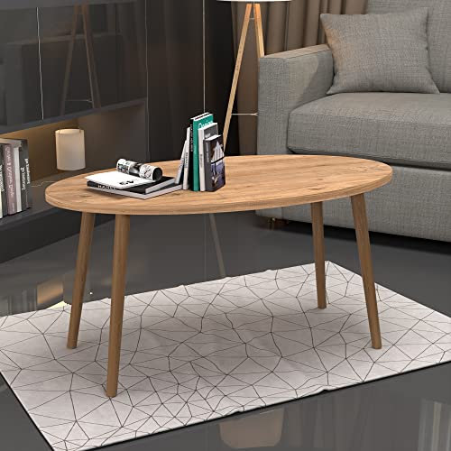 [en.casa] Couchtisch Sindal Beistelltisch 41 x 90 x 50 cm Kaffeetisch aus Spanplatte und Holz Sofatisch für Wohnzimmer Schlafzimmer Holzfarben